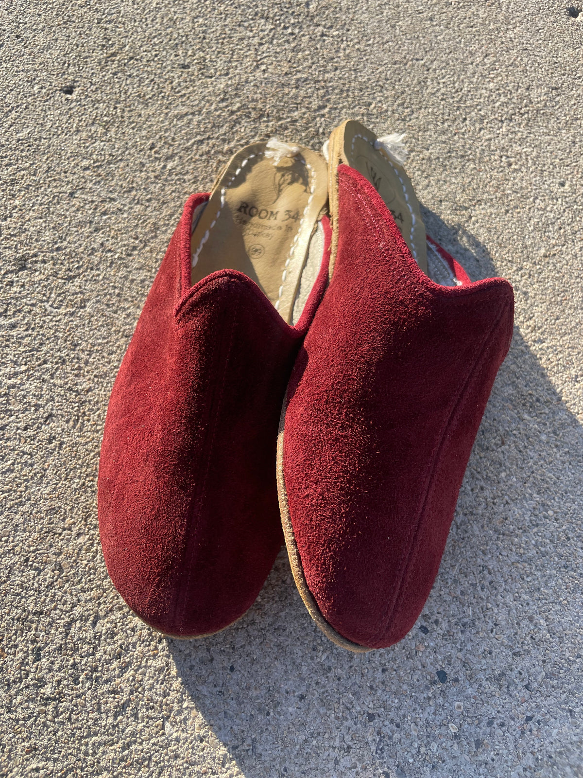 Burgundy Suede Leather Mules