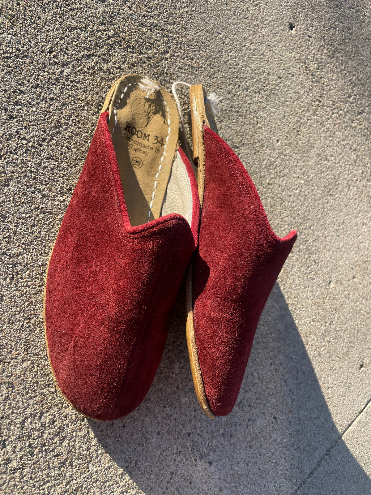 Burgundy Suede Leather Mules