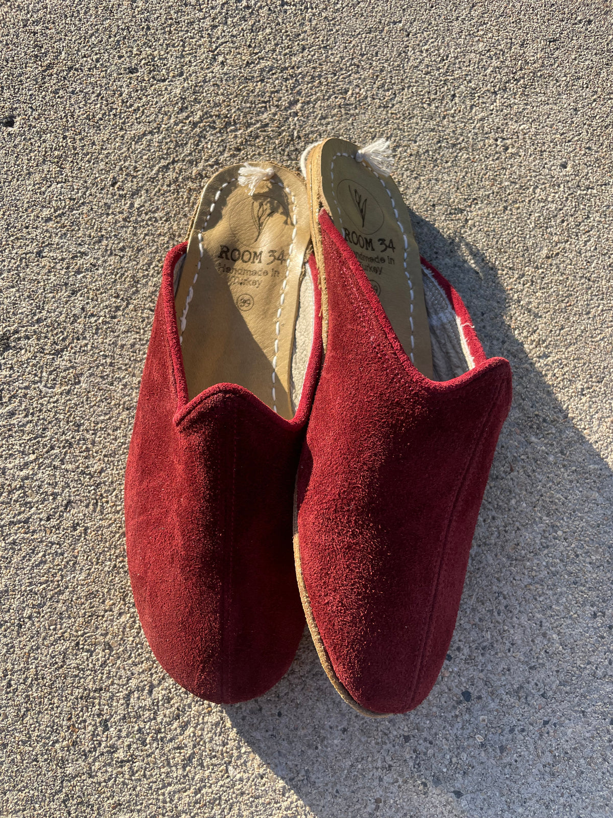 Burgundy Suede Leather Mules