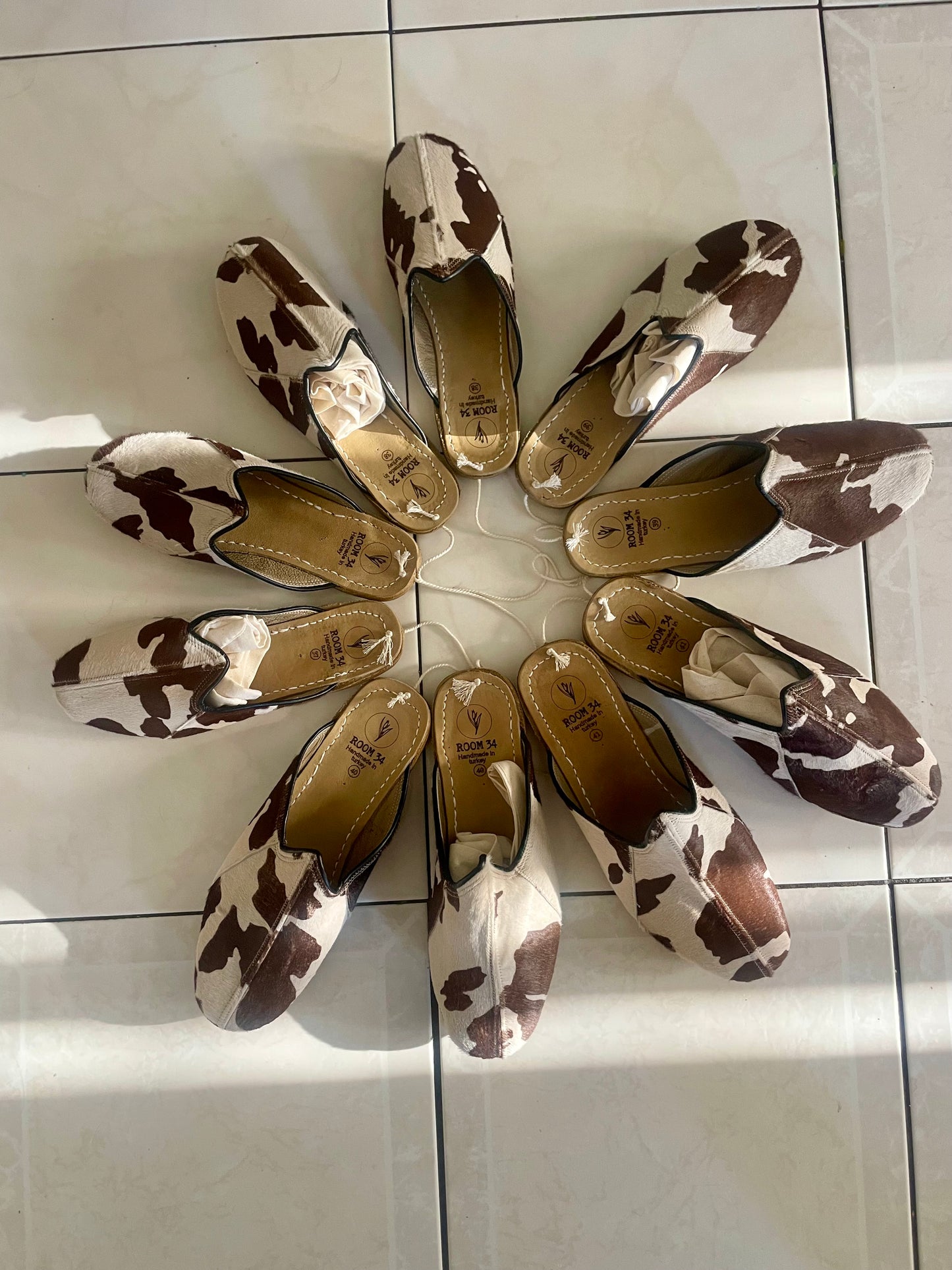 Cow Print Leather Mules
