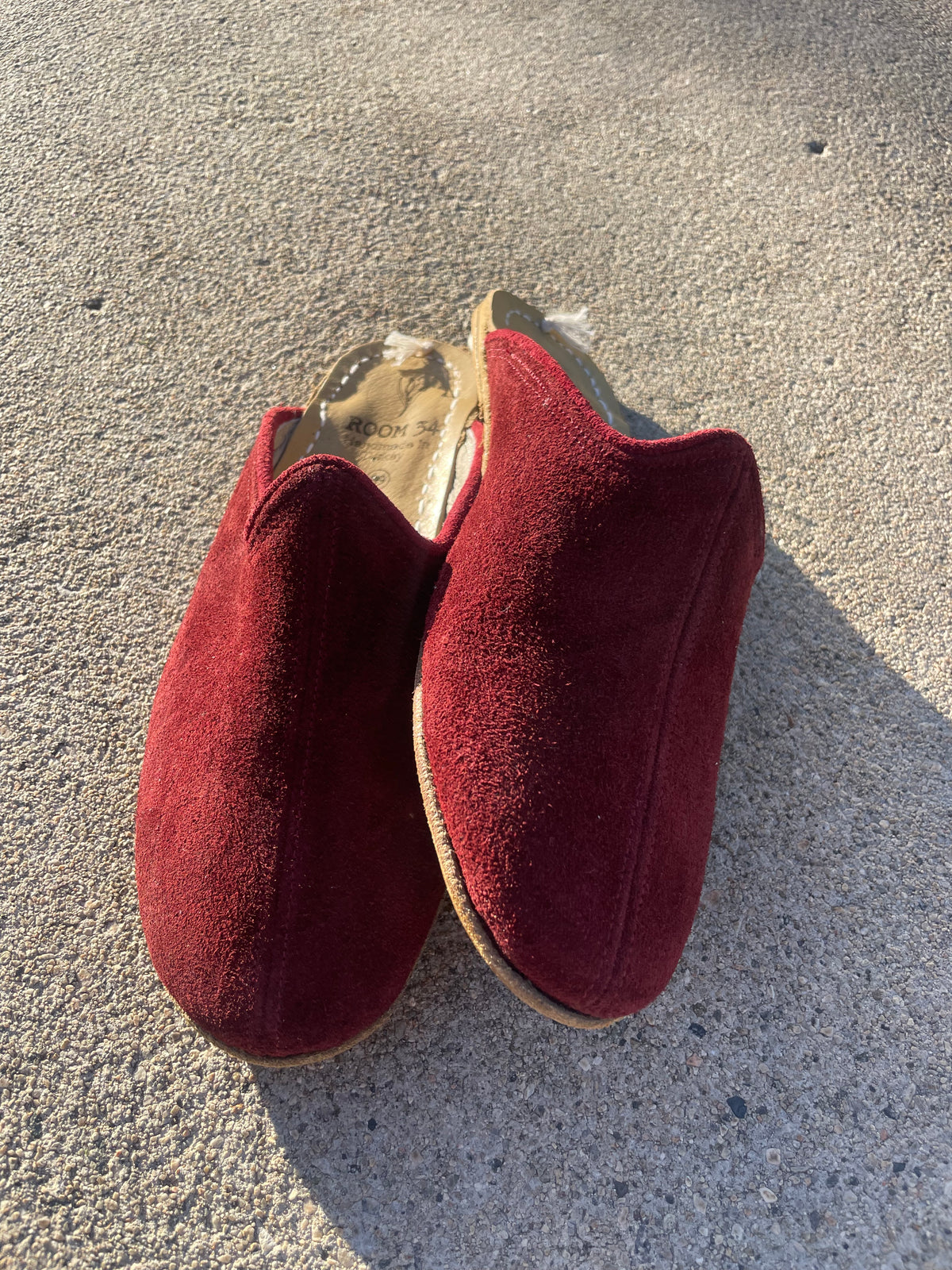 Burgundy Suede Leather Mules