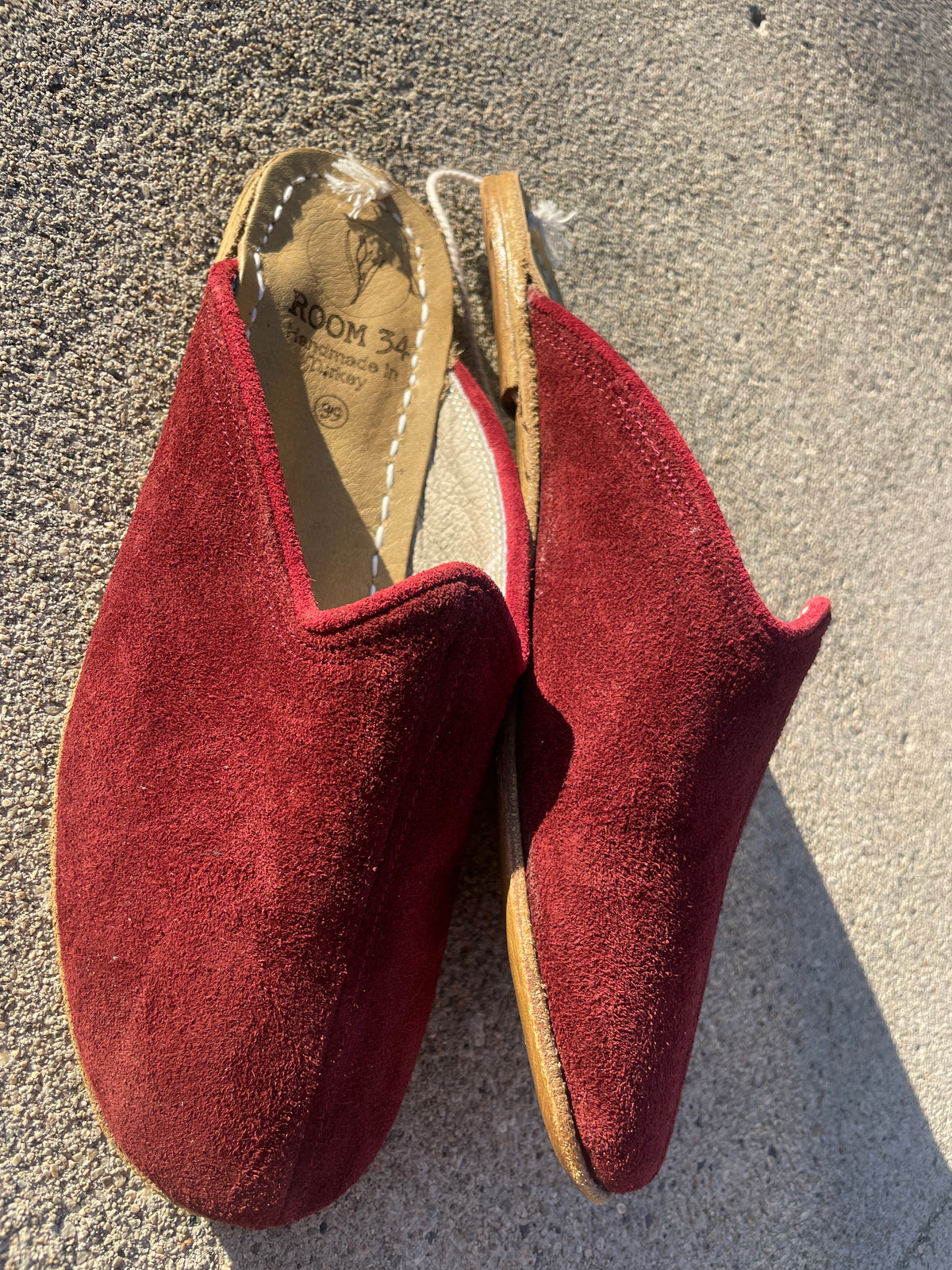 Burgundy Suede Leather Mules