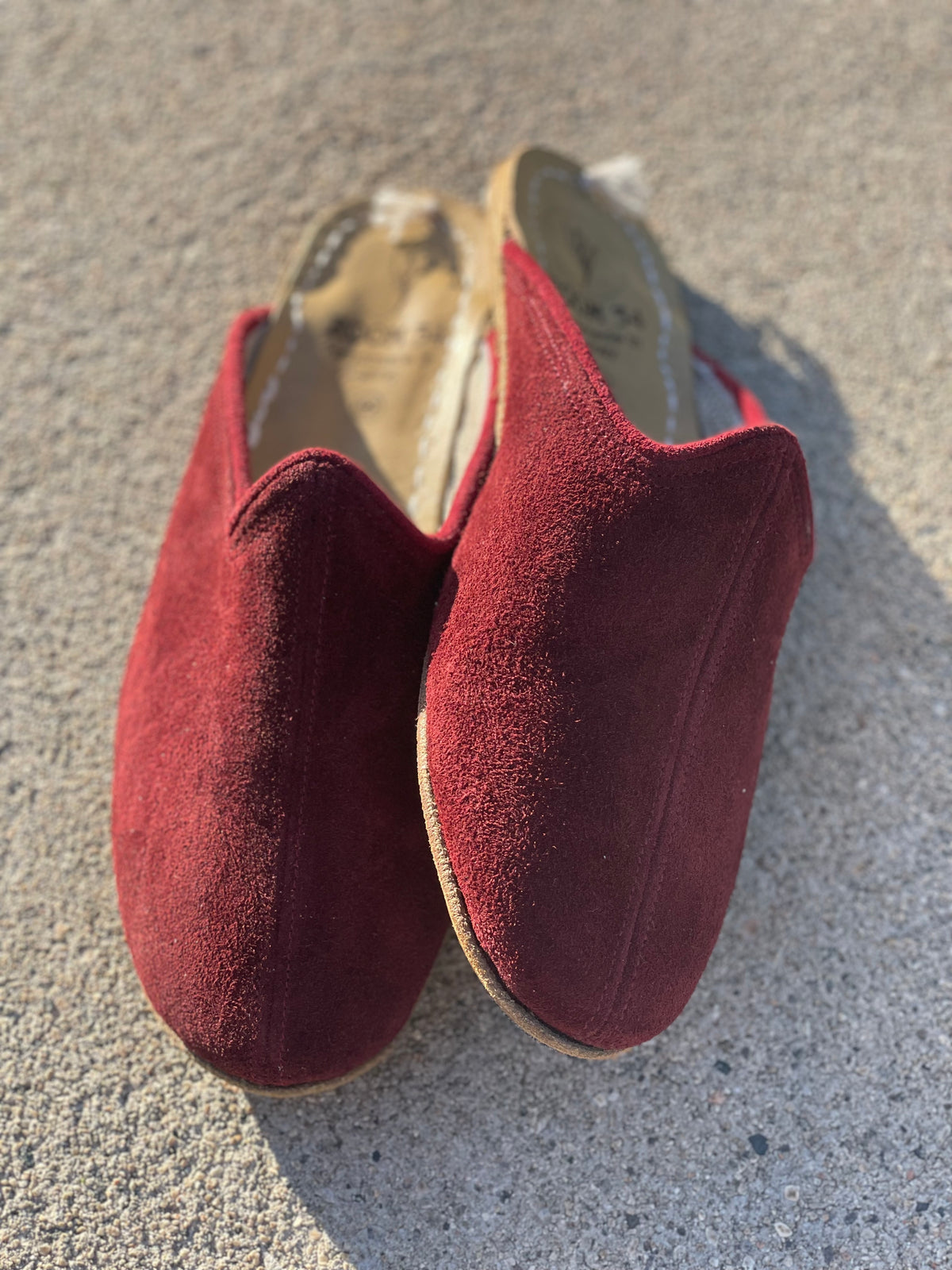 Burgundy Suede Leather Mules