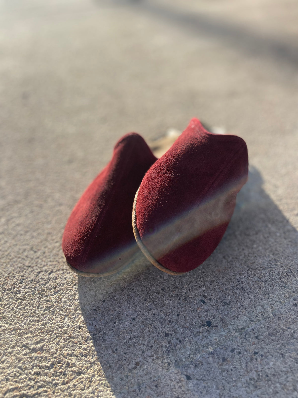 Burgundy Suede Leather Mules